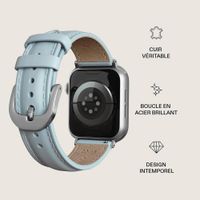 Burga Bracelet en cuir véritable  - Apple Watch | 44/45/46/49 mm / Connexion universelle 20 mm - Dream / Silver