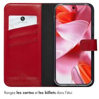 Selencia Étui portefeuille en cuir véritable Google Pixel 10 / 10 Pro - Rouge