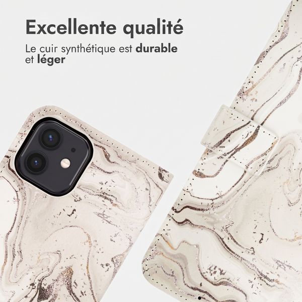 imoshion Étui de télephone portefeuille Design Apple iPhone 12 (Pro) - Sandy Marble
