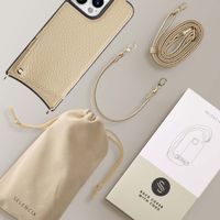 Selencia Coque de télephone Nova avec cordon et porte-cartes Apple iPhone 15 Pro Max - Beige
