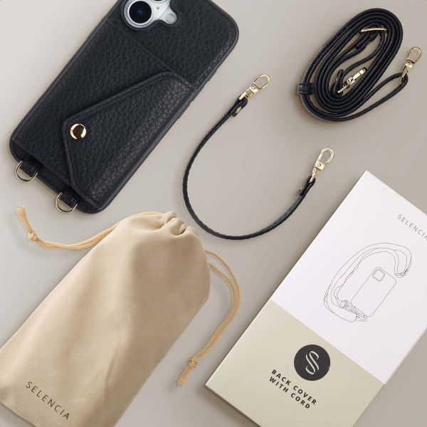 Selencia Coque de télephone Sera avec cordon et porte-cartes enveloppe Apple iPhone 17 - Noir