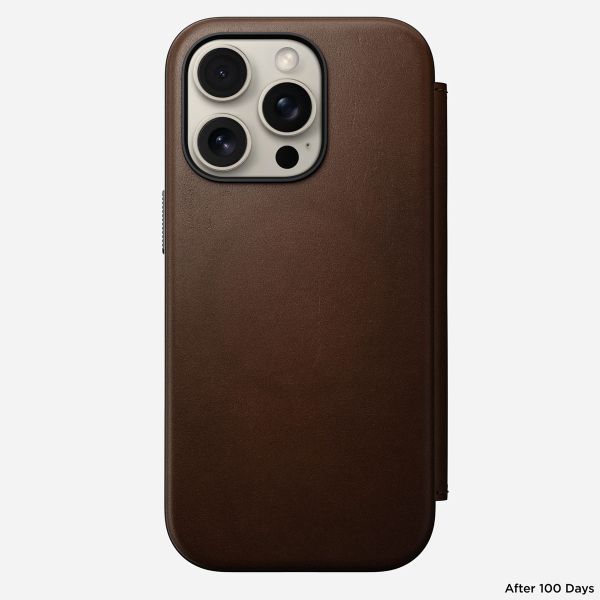 Nomad Étui de télephone portefeuille Modern Leather Folio Apple iPhone 16 Pro - Marron