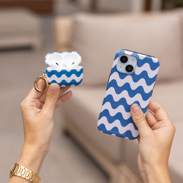 Selencia Coque Vivid  Apple Airpods 1 / 2 - Wave Vibes Classic Blue