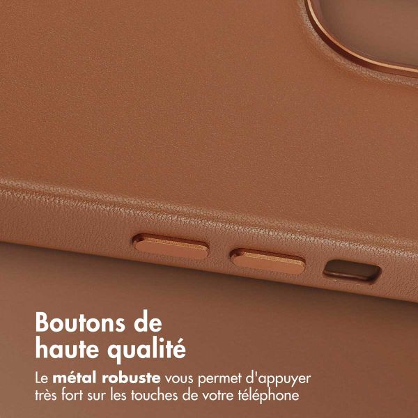 Accezz Coque arrière en cuir avec MagSafe Apple iPhone 15 - Sienna Brown