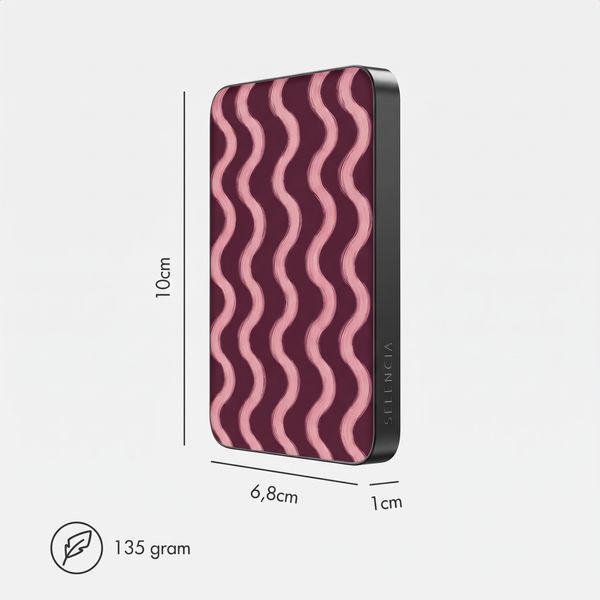 Selencia Powerbank Vivid 5 000 mAh - MagSafe et Qi - Black / Wavy Baby Burgundy