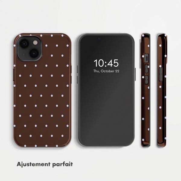 Selencia Coque arrière Vivid avec MagSafe Apple iPhone 14 - Happy Dots Chocolate
