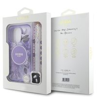 Guess MagSafe IML Flowers Case avec beads strap Apple iPhone 15 Pro Max - Purple