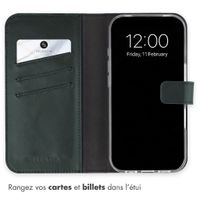 Selencia Étui portefeuille en cuir véritable Apple iPhone 18 Pro / 17 Pro - Vert