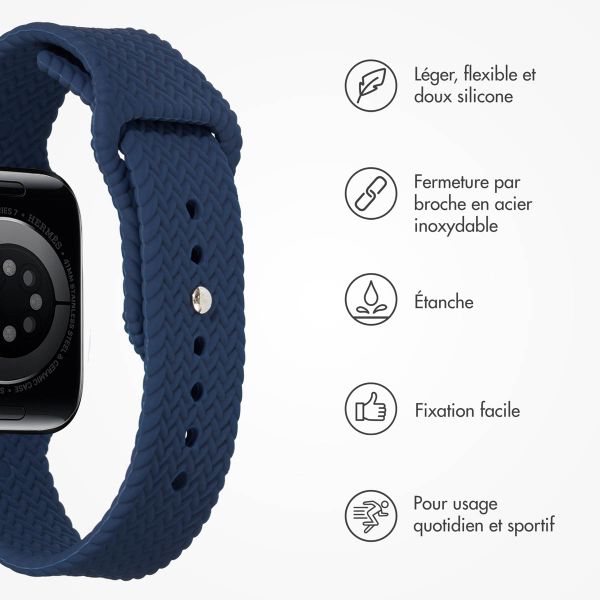 imoshion Bracelet tressé en silicone Apple Watch | 44/45/46/49 mm - Bleu foncé