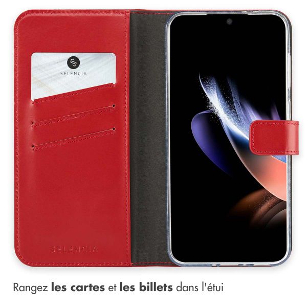 Selencia Étui portefeuille en cuir véritable Samsung Galaxy A36 / A56 - Rouge