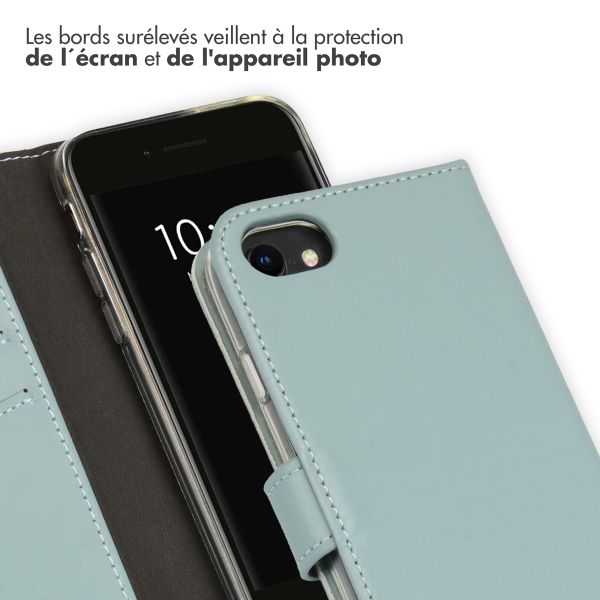 Selencia Étui portefeuille en cuir véritable Apple iPhone SE (2022 / 2020) / 8 / 7 / 6(s) - Air Blue