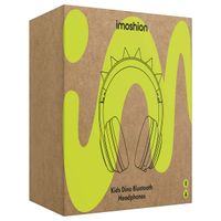 imoshion Casque sans fil pour enfants Dino LED Light - Limiteur de décibels - Avec câble AUX - Lavender Lilac / Yellow