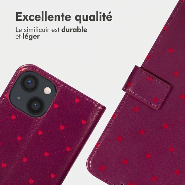 imoshion Étui de télephone portefeuille Design Apple iPhone 13 - Crush Check Coral Dust
