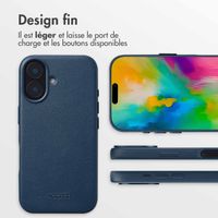 Accezz Coque arrière en cuir avec MagSafe Apple iPhone 16 - Nightfall Blue