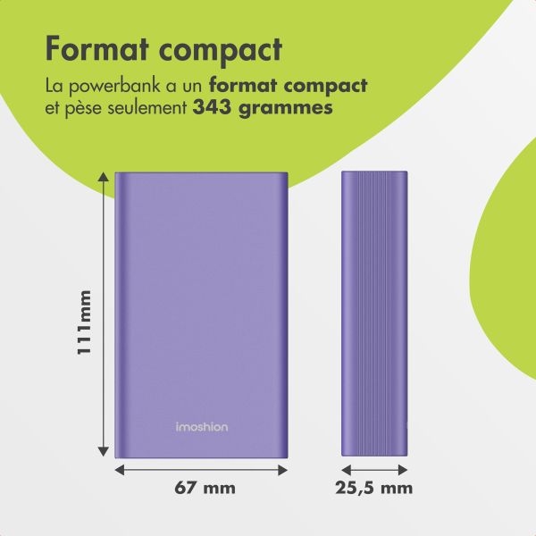 imoshion Ultra Series Aluminium Batterie externe 20.000 mAh - Charge rapide jusqu'à 33 watts - Tropical Violet