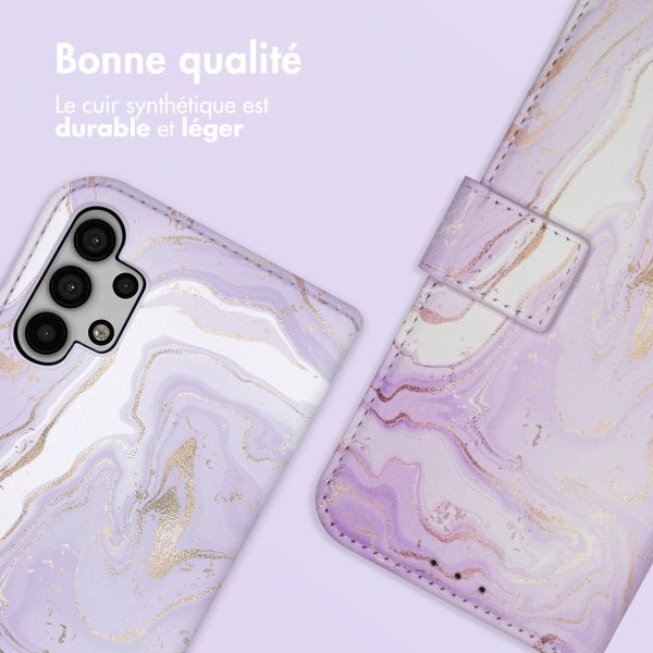 imoshion Étui de télephone portefeuille Design Samsung Galaxy A32 (5G) - Purple Marble