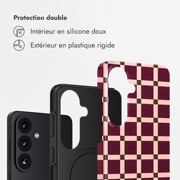 Selencia Coque arrière Vivid avec MagSafe Samsung Galaxy S26 FE - Check This Burgundy