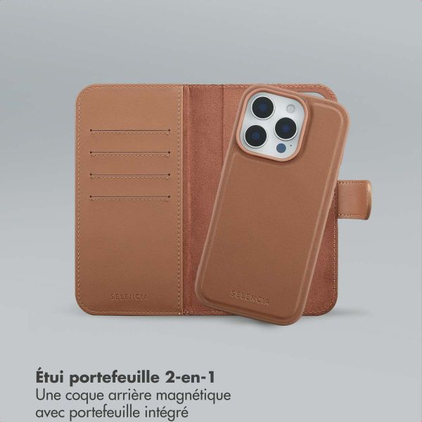 Selencia Étui portefeuille amovible Olyn avec MagSafe Apple iPhone 16 Pro - Marron