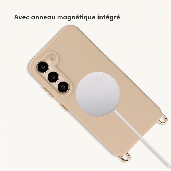 Selencia Coque arrière Rivièra avec MagSafe avec crochets amovibles Samsung Galaxy S23 - Milky Latte