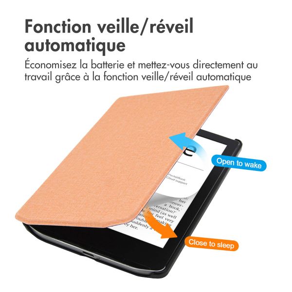 imoshion Étui de liseuse portefeuille Canvas Pocketbook Verse / Verse Pro / Verse Pro Color / Vivlio Light / Light HD - Peach