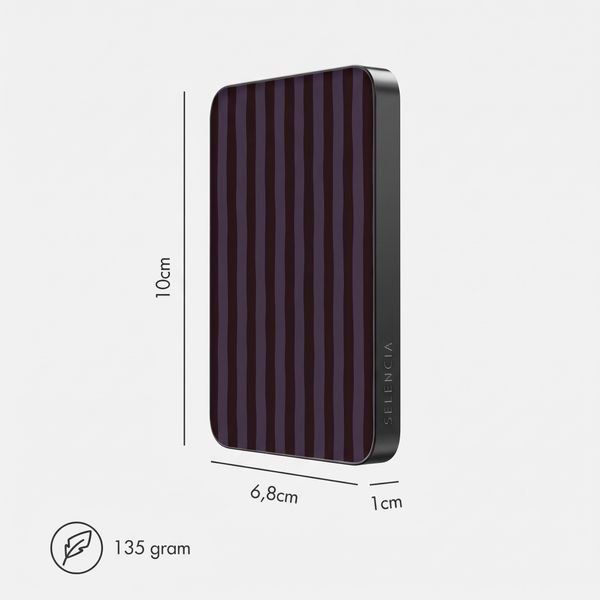 Selencia Powerbank Vivid 5 000 mAh - MagSafe et Qi - Black / Bonbon Stripe Blueberry