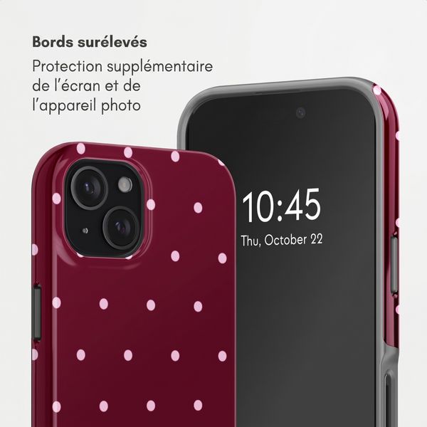 Selencia Coque arrière Vivid Apple iPhone 15 - Happy Dots Burgundy