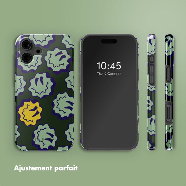 Selencia Coque arrière Vivid avec MagSafe Apple iPhone 16 - Wavy Smiley Green