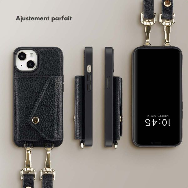 Selencia Coque de télephone Sera avec cordon et porte-cartes enveloppe Apple iPhone 14 / 13 - Noir