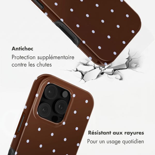 Selencia Coque arrière Vivid avec MagSafe Apple iPhone 16 Pro - Happy Dots Chocolate