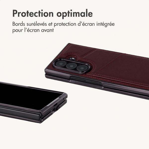 imoshion Étui arrière MagSafe en cuir synthétique avec porte-cartes Samsung Galaxy Z Fold 8 Ultra - Wine Red