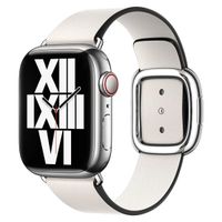 Apple Bracelet Leather Band Modern Buckle Apple Watch | 38/40/41/42 mm - Taille L - Chalk