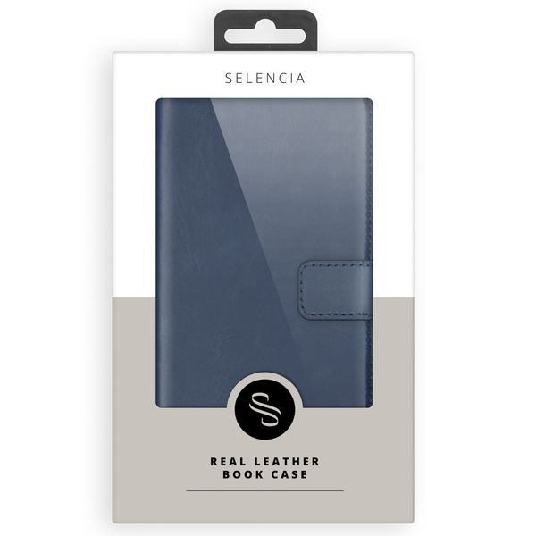 Selencia Étui portefeuille en cuir véritable Samsung Galaxy S21 - Bleu