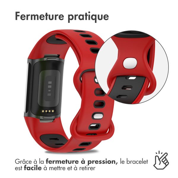 imoshion Bracelet Sport⁺ en silicone Fitbit Charge 5 / 6 - Red & Black