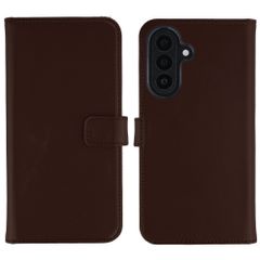 Selencia Étui portefeuille en cuir véritable Samsung Galaxy A27 (5G) - Marron foncé