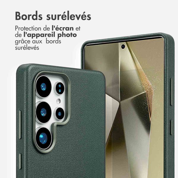 Accezz Coque arrière en cuir avec MagSafe Samsung Galaxy S25 Ultra - Cedar Green