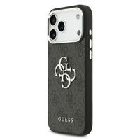 Guess Coque 4G Metal Logo Backcover Apple iPhone 17 Pro Max - Silver Edge - Black