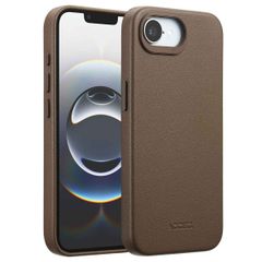 Accezz Coque arrière en cuir avec MagSafe Apple iPhone 17e / 16e - Marron café