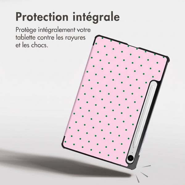 imoshion Coque tablette Design Trifold Samsung Galaxy Tab S9 11.0 pouces / S10 Lite / S10 FE / S9 FE 10.9 pouces - Happy Dots