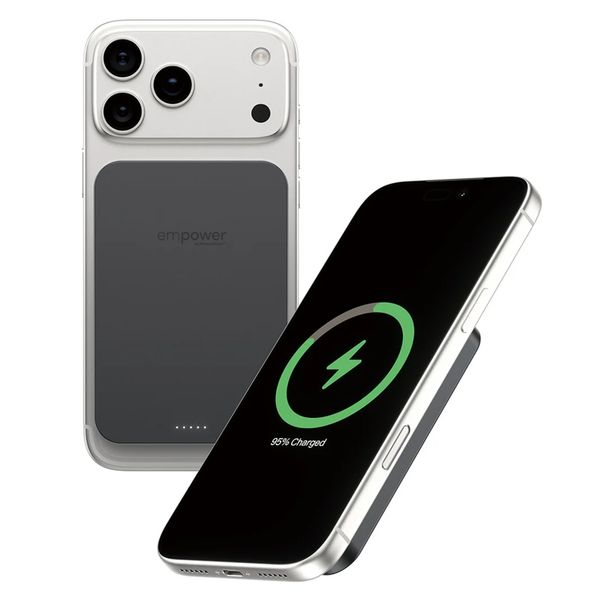 Empower by PanzerGlass Empower Bank Powerbank 5 000 mAh - Powerbank sans fil - MagSafe et Qi2 - Space Black