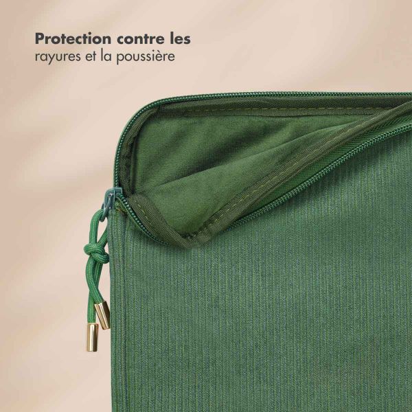 Selencia Pochette ordinateur Corduroy 13-14 pouces - Sage Green