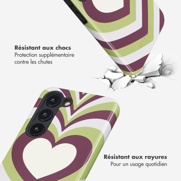 Selencia Coque arrière Vivid Samsung Galaxy S23 - Double Hearts Plum Fern