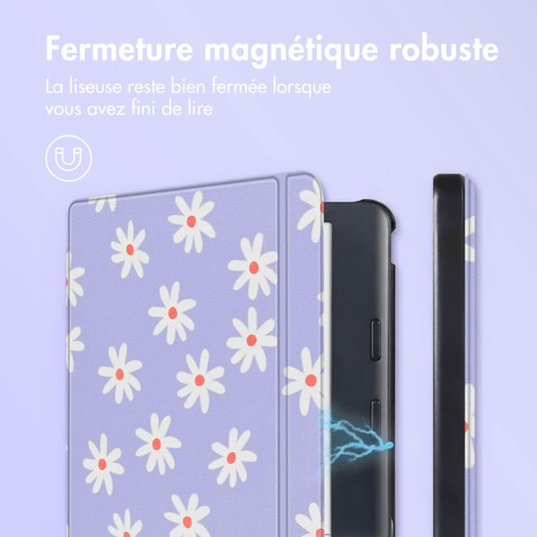 imoshion Design Slim Hard Sleepcover avec support Kobo Libra Colour - Flowers Distance
