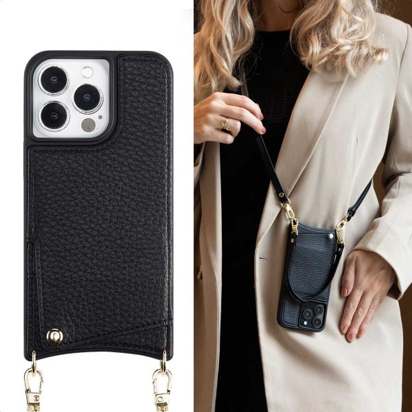 Selencia Coque de télephone Nova avec cordon et porte-cartes Apple iPhone 13 Pro - Noir
