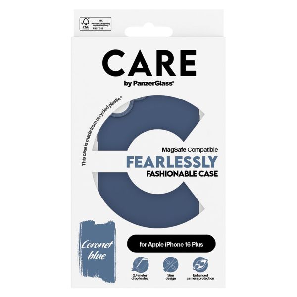 CARE by PanzerGlass Coque Fashion MagSafe Apple iPhone 16 Plus - Blue