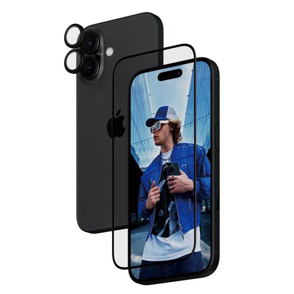 PanzerGlass Pack 2-en-1 - Protection d'écran antibactérienne Ultra-Wide Fit avec applicateur + Protection de caméra Apple iPhone 16
