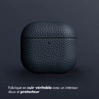 Accezz Coque en cuir véritable  Apple Airpods 4 - Bleu foncé