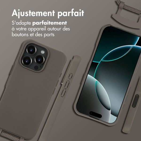 imoshion Coque arrière Color avec cordon amovible et MagSafe Apple iPhone 16 Pro Max - Black Coffee
