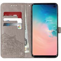 Etui de télephone portefeuille Mandala Samsung Galaxy S10 - Gris