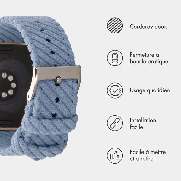 imoshion Bracelet en velours côtelé Apple Watch | 38/40/41/42 mm - Bleu clair
