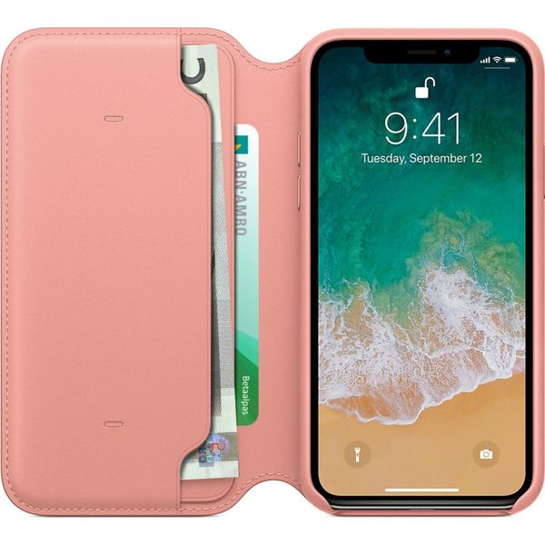 Apple Étui de télephone portefeuille Leather Folio Apple iPhone X / Xs - Soft Pink